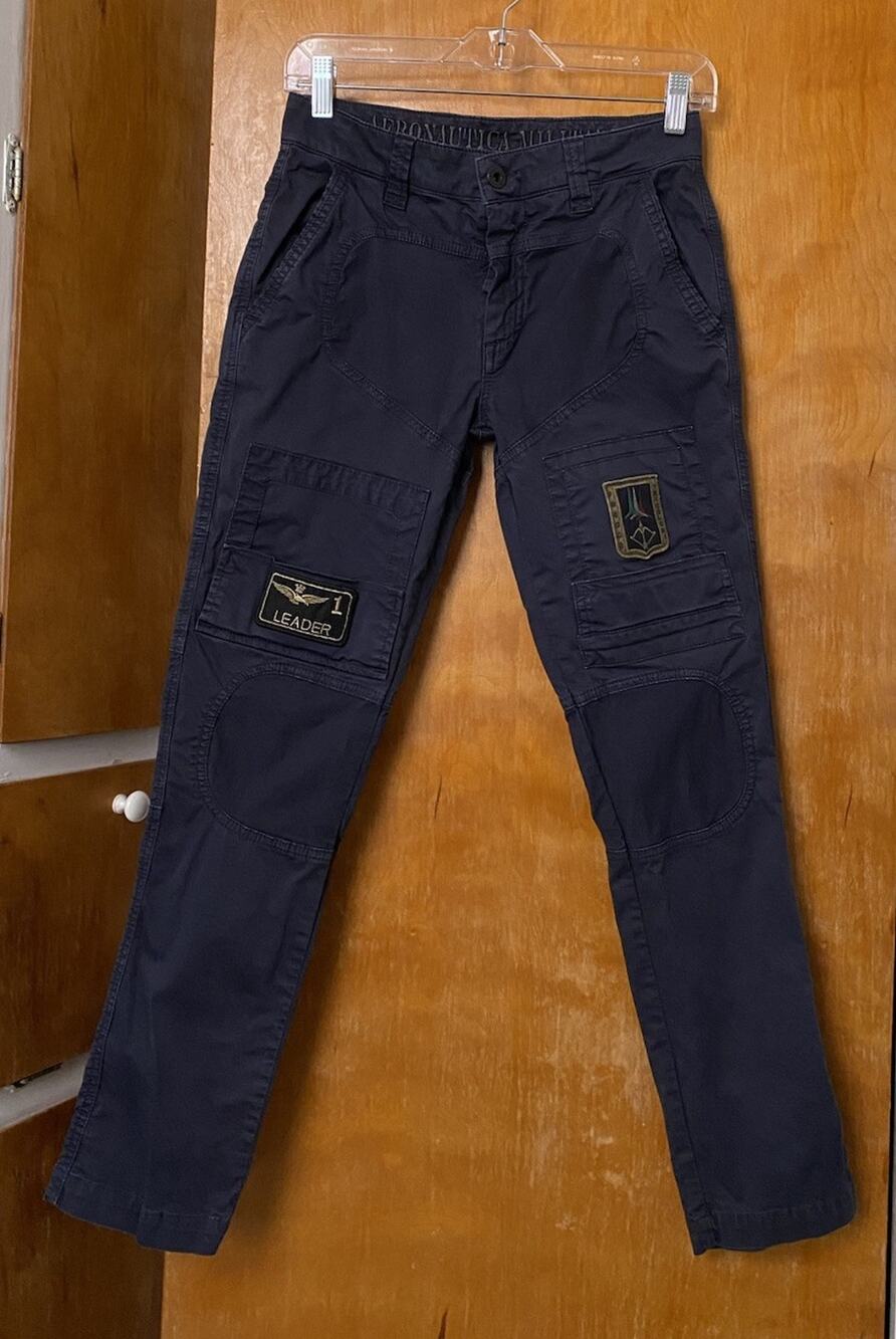 Aeronautica Militare Boys Anti G Pants Cargo Flight Army Patches Italy Sz 12